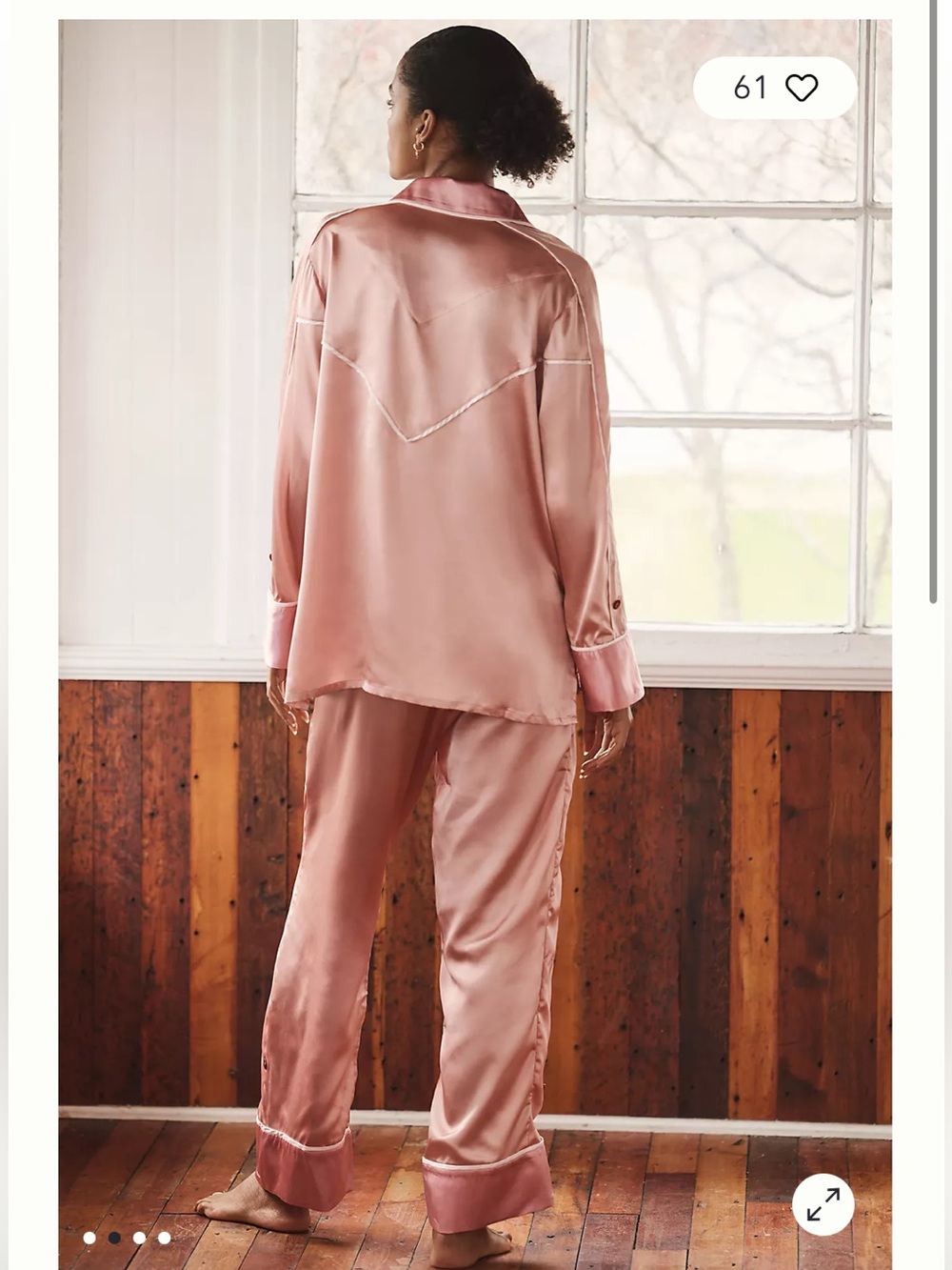 Anthropologie We are Hawt Blush peach Satin PJ sleep set